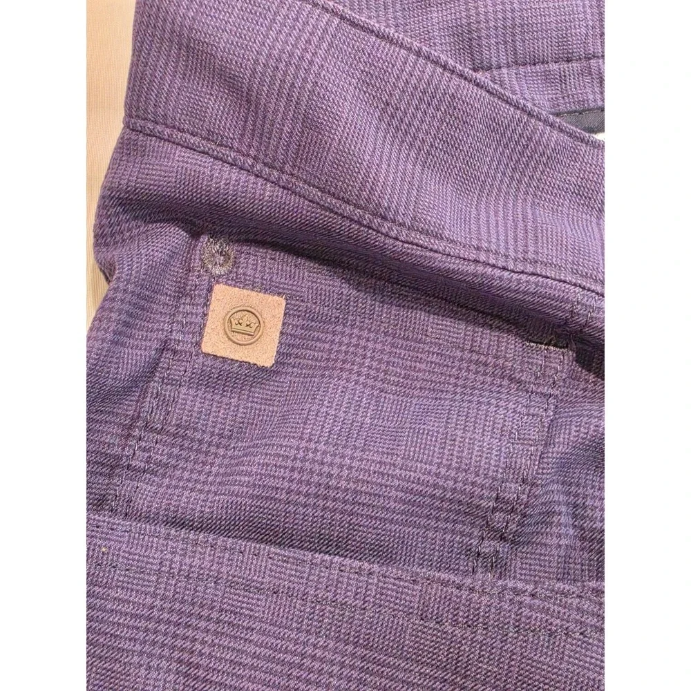 Peter Millar Crown Sport Mens 36x32 Purple Blue Micro Check Performance Pants